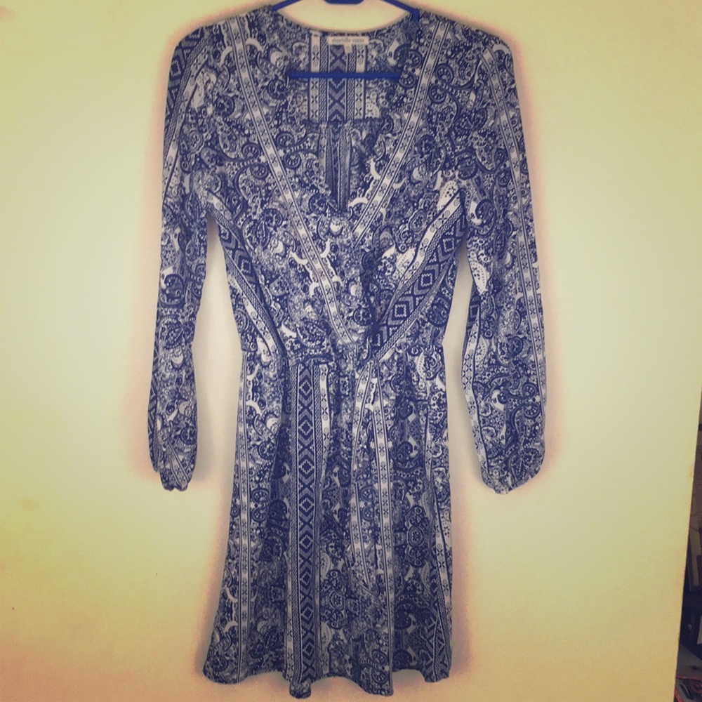 Fun blue and white paisley dress